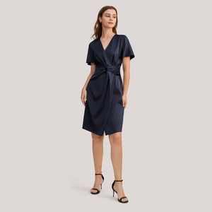 Lilysilk Mulberry Silk Navy Wrap Dress